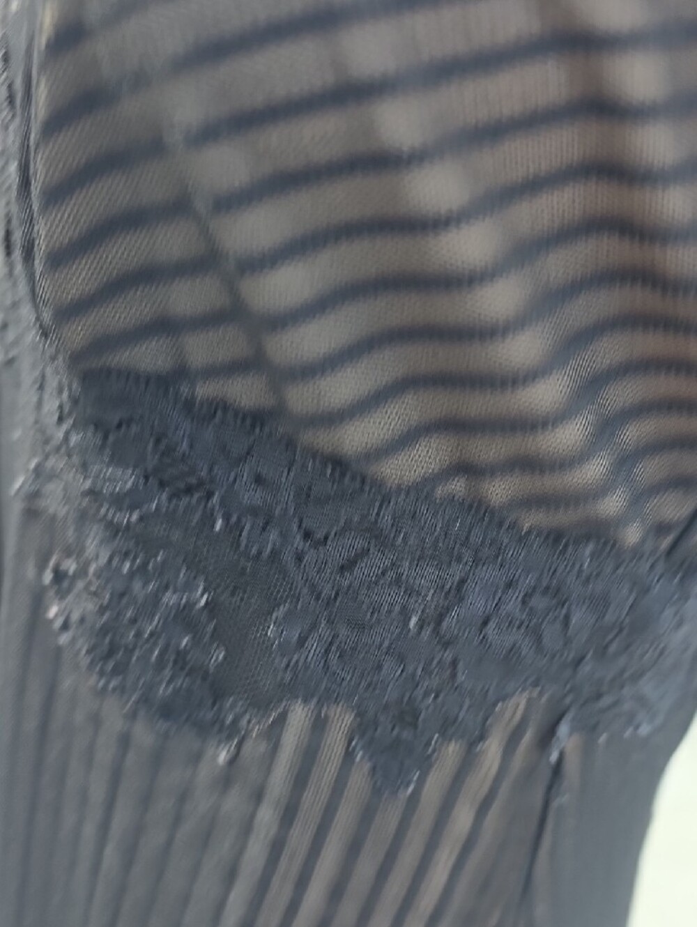 Soma Black Lace-Trim Chemise with Pinstripe Texture - Picture 5 of 8